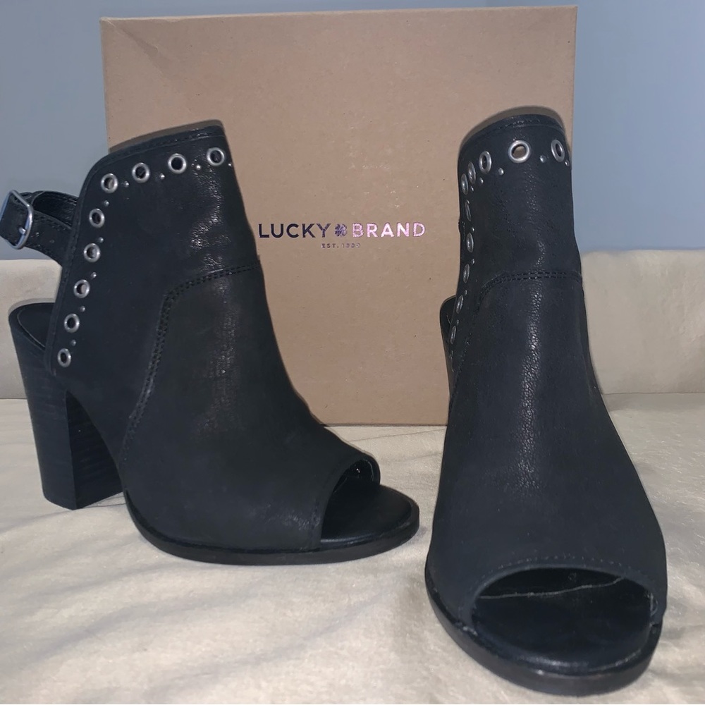 Lucky Brand black peep toe booties size 7.5